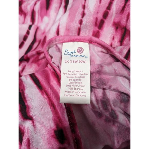 Secret Treasures Tie Dye Lace Keyhole Open Racer Back Babydoll Night Dress, 2X - Picture 7 of 7
